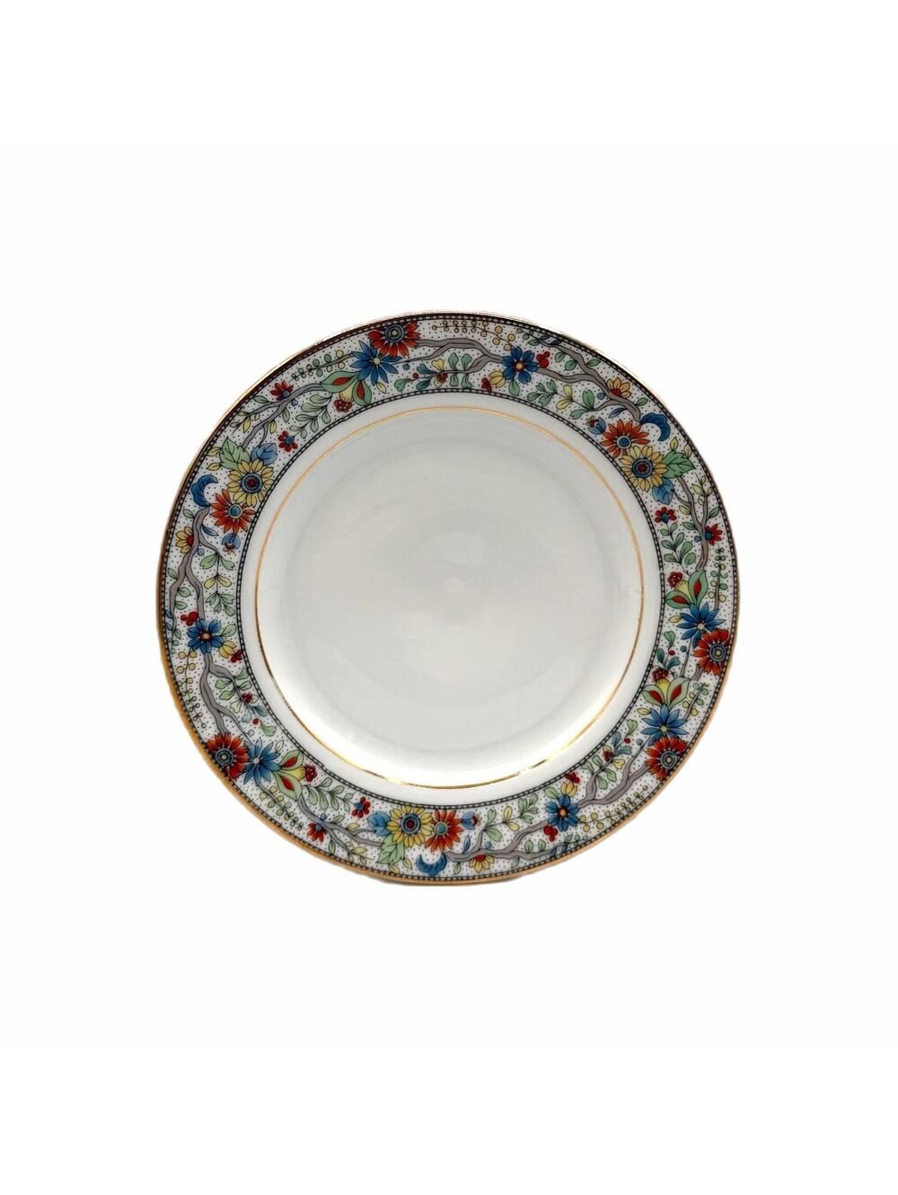 Antique Fraureuth The Alrae 6.5” Bread Plate – Germany – Multicolor Floral Rim